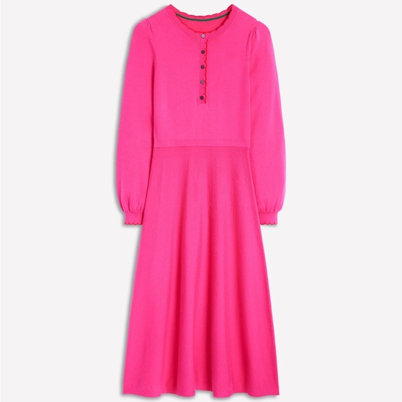 Boden Dresses & Skirts - Boden Scallop Henley Knitted Dress in Pink Peony
